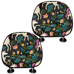 Night Floral Unicorn Pattern Print Car Headrest Covers
