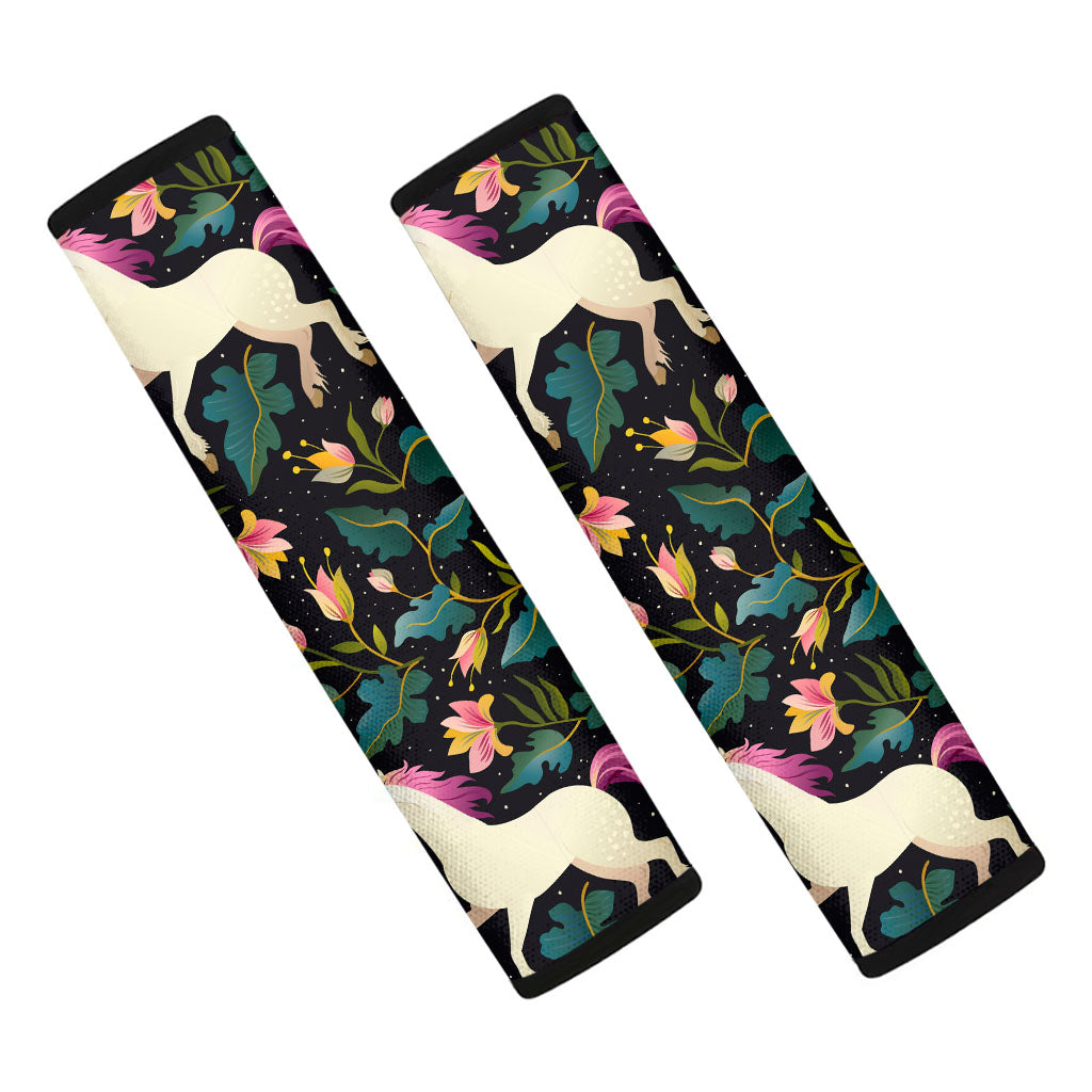 Night Floral Unicorn Pattern Print Car Seat Belt Covers