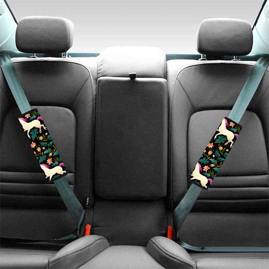 Night Floral Unicorn Pattern Print Car Seat Belt Covers