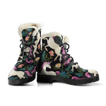 Night Floral Unicorn Pattern Print Comfy Boots GearFrost