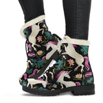 Night Floral Unicorn Pattern Print Comfy Boots GearFrost