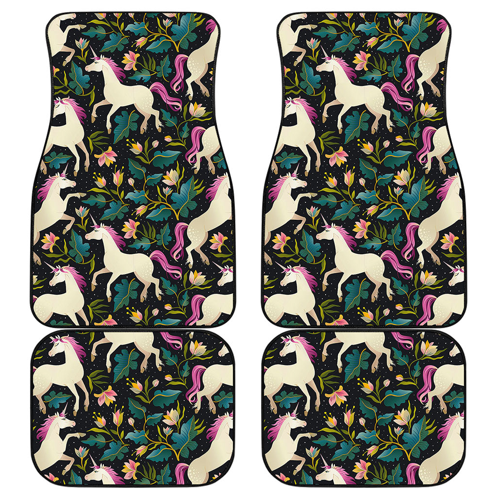 Night Floral Unicorn Pattern Print Front and Back Car Floor Mats