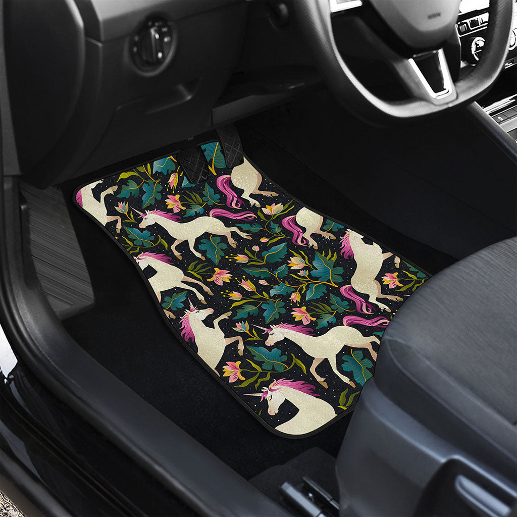 Night Floral Unicorn Pattern Print Front and Back Car Floor Mats