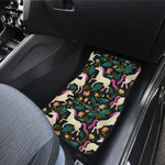 Night Floral Unicorn Pattern Print Front and Back Car Floor Mats