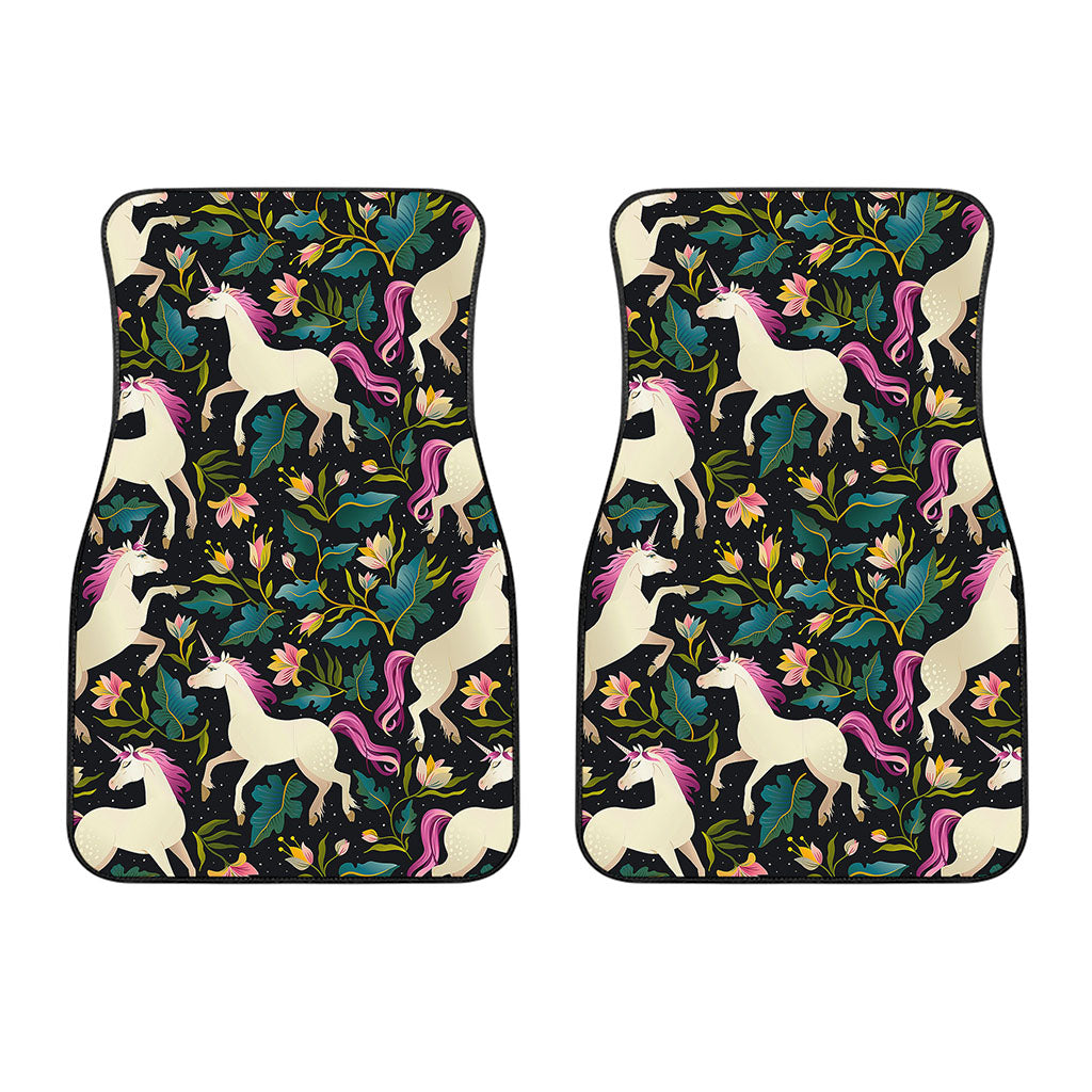 Night Floral Unicorn Pattern Print Front Car Floor Mats