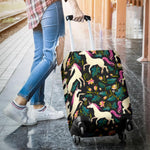 Night Floral Unicorn Pattern Print Luggage Cover GearFrost