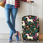 Night Floral Unicorn Pattern Print Luggage Cover GearFrost