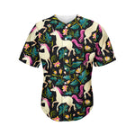 Night Floral Unicorn Pattern Print Men's Baseball Jersey