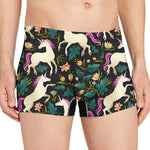 Night Floral Unicorn Pattern Print Men's Boxer Briefs