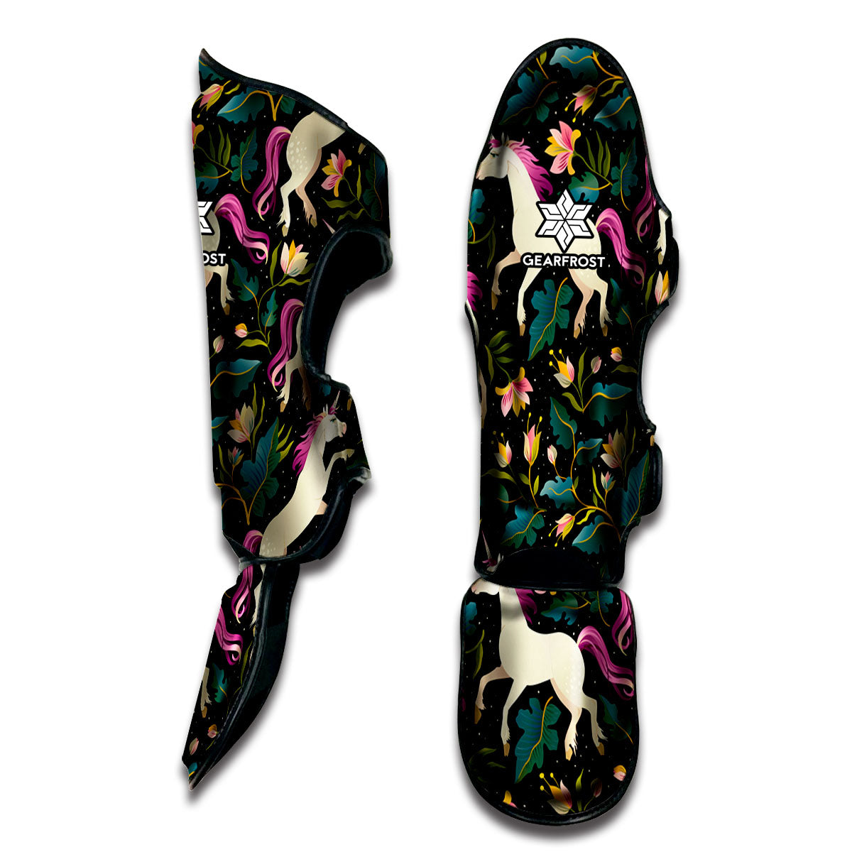 Night Floral Unicorn Pattern Print Muay Thai Shin Guard