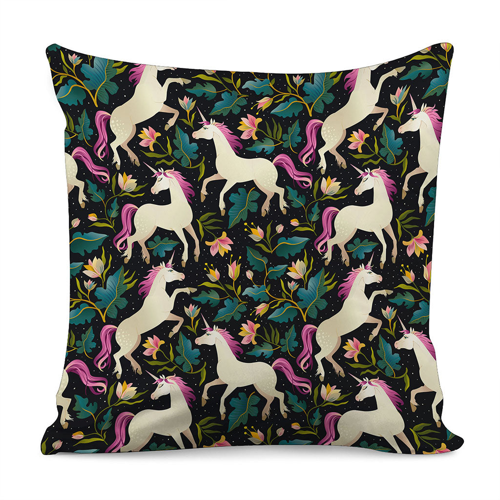 Night Floral Unicorn Pattern Print Pillow Cover