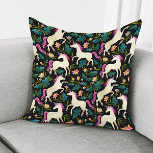 Night Floral Unicorn Pattern Print Pillow Cover