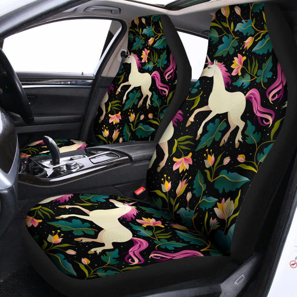 Night Floral Unicorn Pattern Print Universal Fit Car Seat Covers