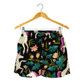 Night Floral Unicorn Pattern Print Women's Shorts