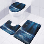 Night Forest And Moonlight Print 3 Piece Bath Mat Set