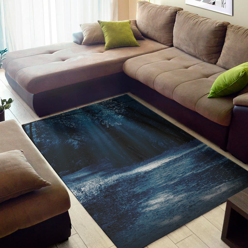 Night Forest And Moonlight Print Area Rug
