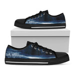 Night Forest And Moonlight Print Black Low Top Shoes