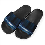 Night Forest And Moonlight Print Black Slide Sandals