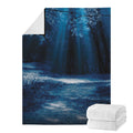 Night Forest And Moonlight Print Blanket
