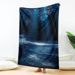 Night Forest And Moonlight Print Blanket