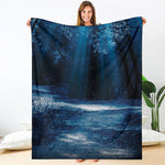 Night Forest And Moonlight Print Blanket