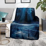 Night Forest And Moonlight Print Blanket