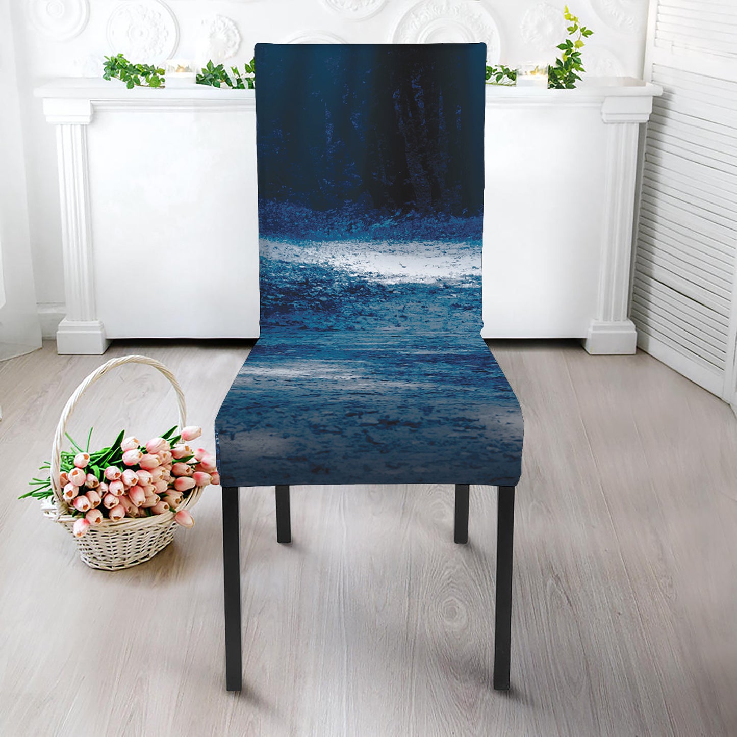 Night Forest And Moonlight Print Dining Chair Slipcover