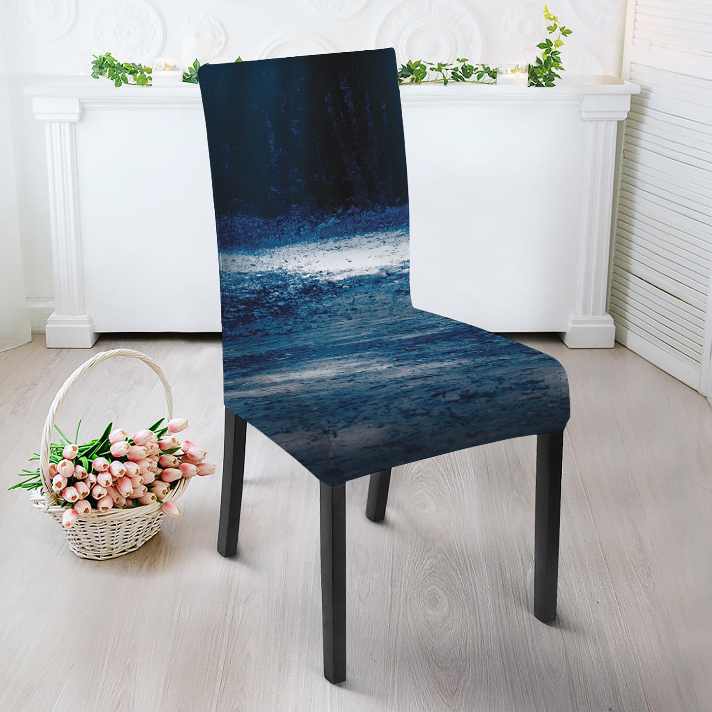 Night Forest And Moonlight Print Dining Chair Slipcover