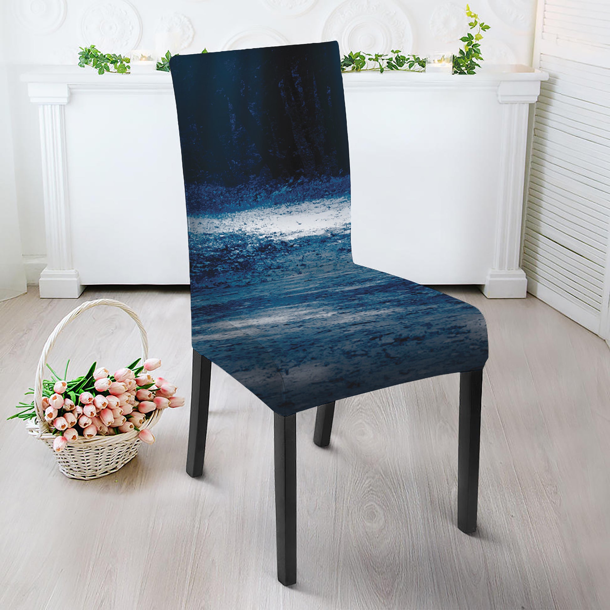 Night Forest And Moonlight Print Dining Chair Slipcover