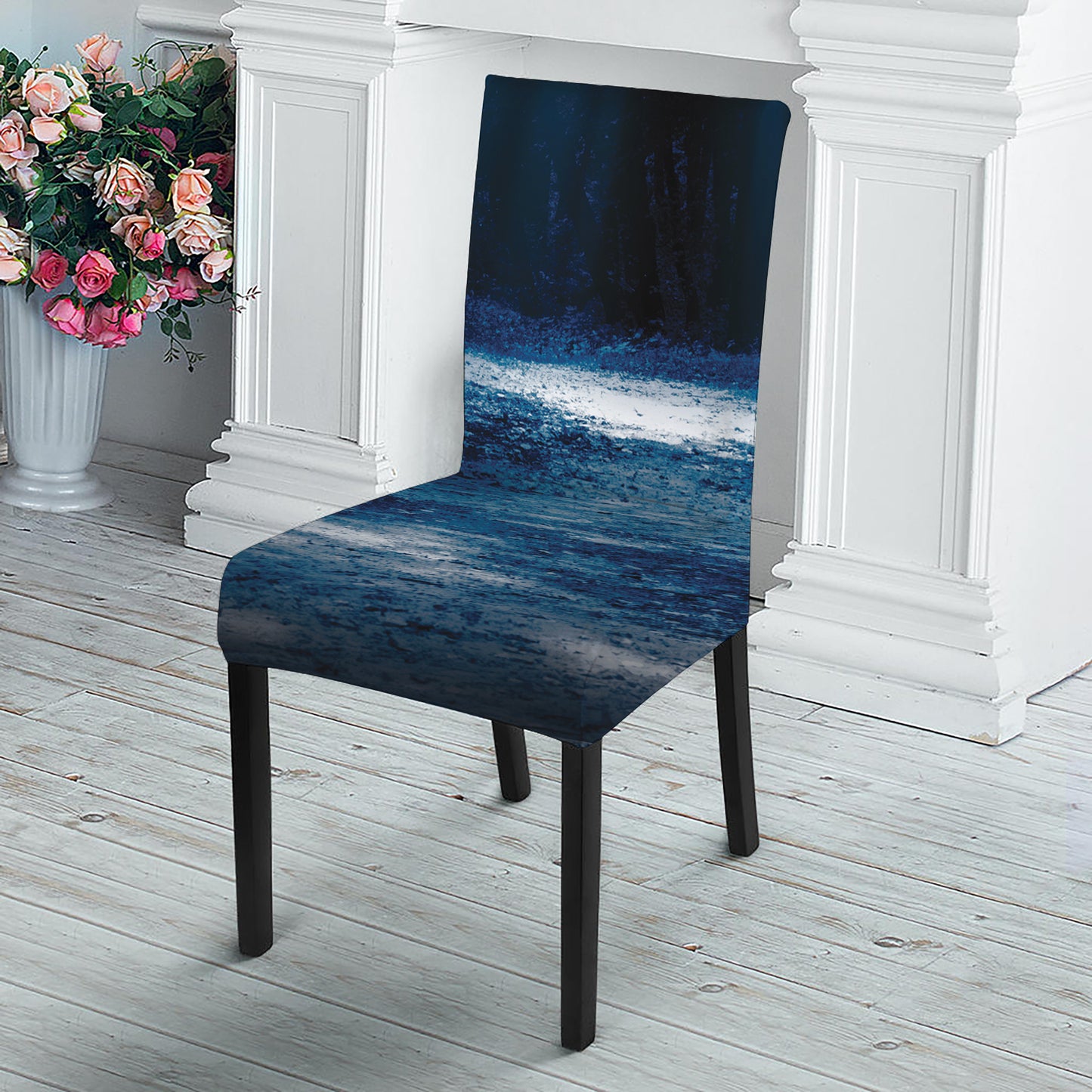 Night Forest And Moonlight Print Dining Chair Slipcover