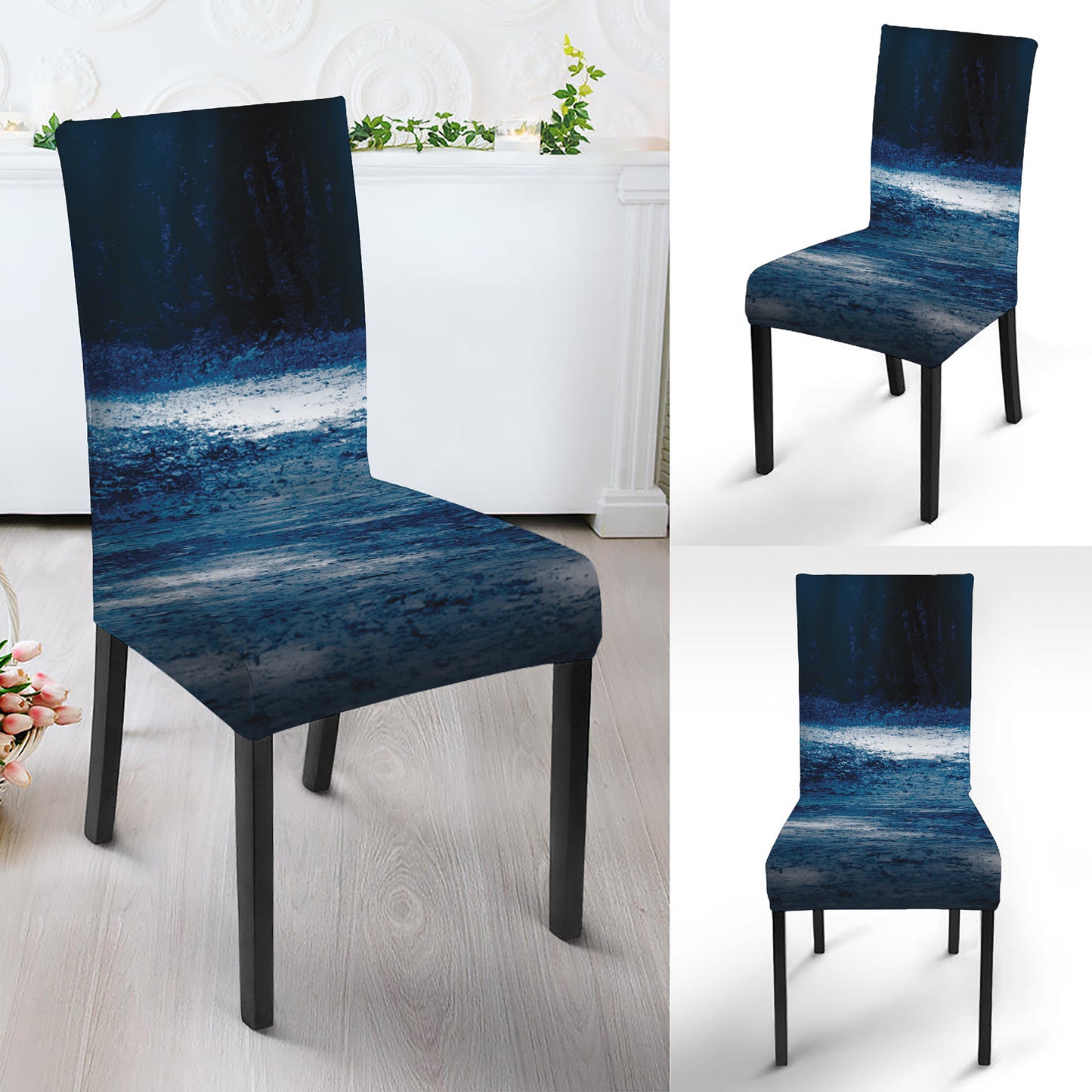 Night Forest And Moonlight Print Dining Chair Slipcover