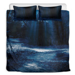 Night Forest And Moonlight Print Duvet Cover Bedding Set