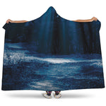 Night Forest And Moonlight Print Hooded Blanket