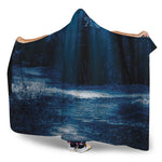 Night Forest And Moonlight Print Hooded Blanket
