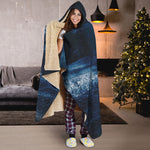 Night Forest And Moonlight Print Hooded Blanket