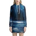 Night Forest And Moonlight Print Pullover Hoodie Dress