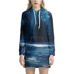 Night Forest And Moonlight Print Hoodie Dress