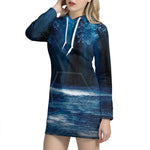 Night Forest And Moonlight Print Hoodie Dress