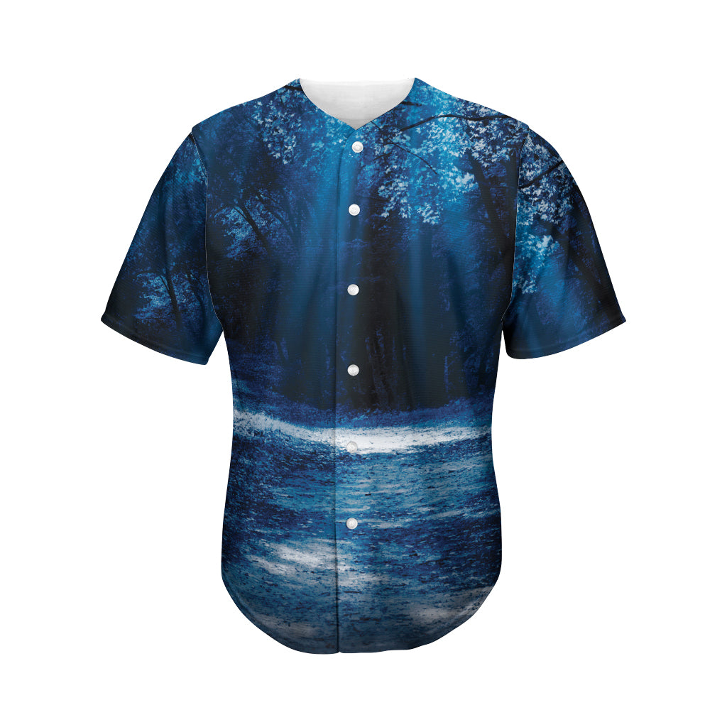 Night Forest And Moonlight Print Men's Baseball Jersey
