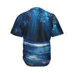 Night Forest And Moonlight Print Men's Baseball Jersey