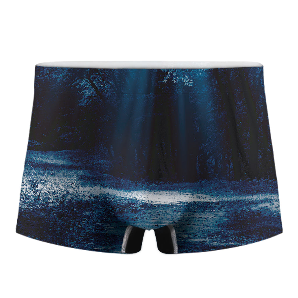Night Forest And Moonlight Print Men's Boxer Briefs