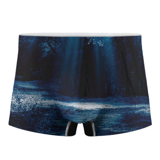 Night Forest And Moonlight Print Men's Boxer Briefs