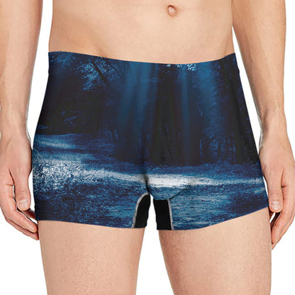 Night Forest And Moonlight Print Men's Boxer Briefs