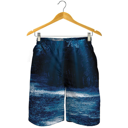 Night Forest And Moonlight Print Men's Shorts