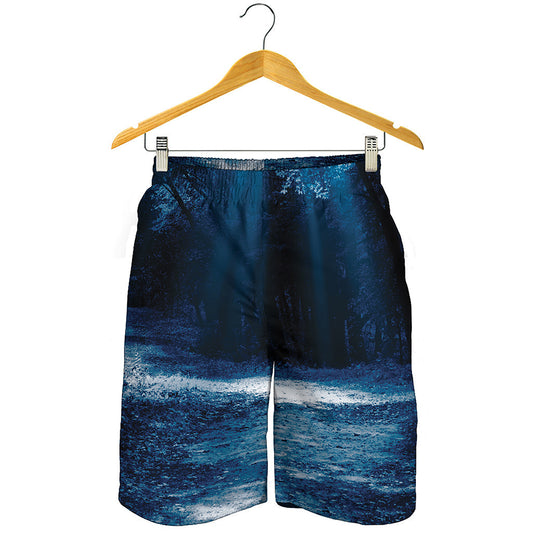 Night Forest And Moonlight Print Men's Shorts