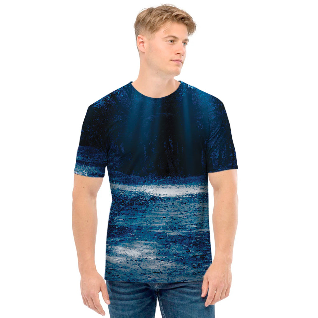 Night Forest And Moonlight Print Men's T-Shirt