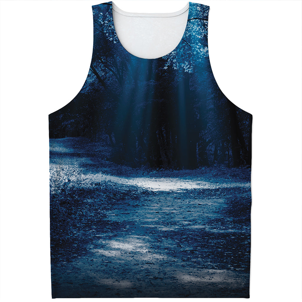 Night Forest And Moonlight Print Men's Tank Top