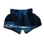 Night Forest And Moonlight Print Muay Thai Boxing Shorts