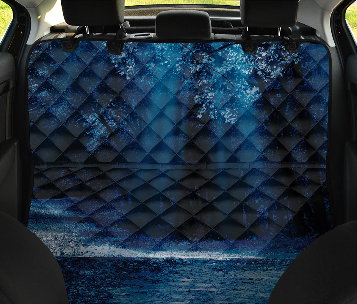 Night Forest And Moonlight Print Pet Car Back Seat Cover