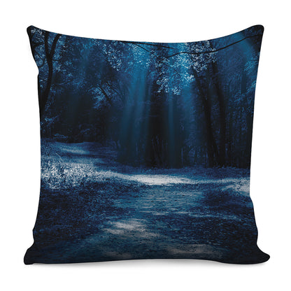 Night Forest And Moonlight Print Pillow Cover